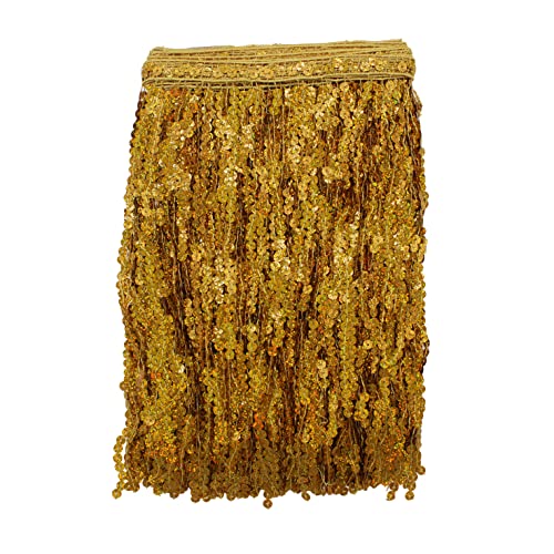 Yalulu 6.5 Yards Länge 30cm Breite Pailletten Quaste Schnittfranse Fransenborte Fransenband Trimmen Kostüm Lateinisches Kleid Garment Apparel Spitzenborte Nähzubehör (Gold) von Yalulu