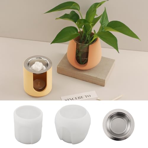 Yalulu Aroma-Diffusor Silikonformen Gießformen Kerzenhalter DIY Silikon Gießform, Kerzenlöffel Harz Epoxid Silikonform, Blumentöpfen Silikonform Vase Epoxidharz Formen von Yalulu