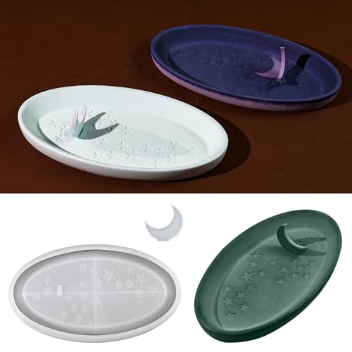 Yalulu Stern Mond Resin Silikonform Gießform Tablett, Platte Silikon Gießform Obsttablett Epoxidharz Formen Dish Molds Teller Resin DIY Harz Casting Formen von Yalulu