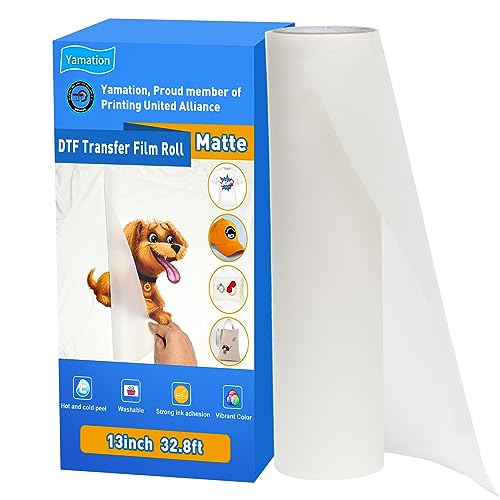 Yamation DTF Transferfolie, Rolle: 33 cm, 10 m, hochwertig, doppelseitig, mattes Finish, PET-Transferpapier, direkt auf Folie, Transferblätter von Yamation