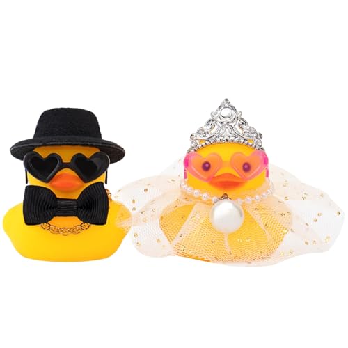 Yamobi 2 Stück Quietscheente für Hochzeiten, Braut und Bräutigam, Gummiente, Mini-Paar-Ente für Zeremonie, Geschenk, Souvenir, Heiratssegen, Elegantes, herzerwärmendes Geschenk von Yamobi