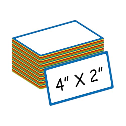 Yamsop Magnetische Etiketten mit farbigem Rand, trocken abwischbar, 10,2 x 5,1 cm, wiederverwendbar, magnetisch, trocken abwischbar, für Whiteboards, Schließfächer, Schule, Klassenzimmer, Büro, von Yamsop