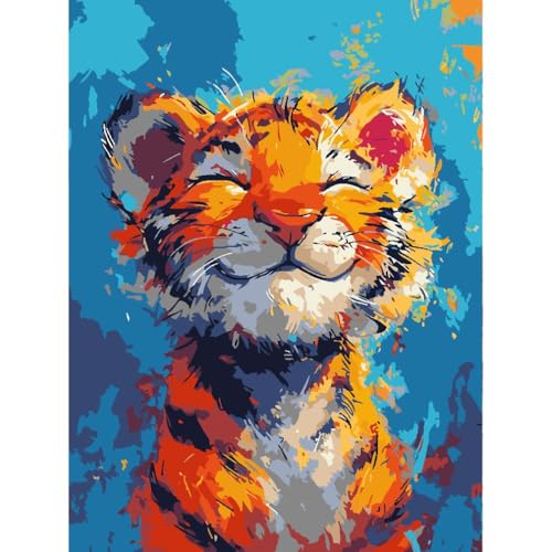 Malen Nach Zahlen Erwachsene tiere Tiger - Malen Nach Zahlen KinderTiere Tiger - Malen nach Zahlen für AnfäNger Tiger 3 Pinseln und Acrylfarbe 30 X 40 cm von YanJin