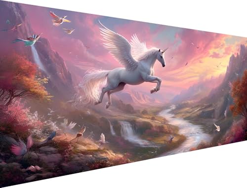 Malen Nach Zahlen Einhorn Malen Nach Zahlen Erwachsene Flügel Malen Nach Zahlen Malbuch Erwachsene,DIY Handgemalt Ölgemälde Kit,Mit 3 Pinsels und Acrylfarbe für AnfäNger 60x120cm (Ohne Rahmen) XH-93 von Yanefaei