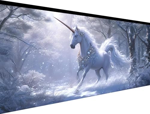 Malen Nach Zahlen Einhorn Malen Nach Zahlen Erwachsene Winter Malen Nach Zahlen ab 7 Jahre Mädchen,DIY Handgemalt Ölgemälde Kit,Mit 3 Pinsels und Acrylfarbe für Anfänger 70x140cm (Ohne Rahmen) XH-85 von Yanefaei