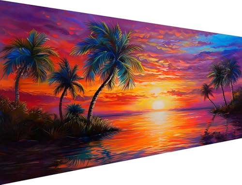 Malen Nach Zahlen Erwachsene Landschaft Malen Nach Zahlen Sonnenuntergang, Malen Nach Zahlen ab 9 Jahre Mädchen DIY Handgemalt öLgemäLde Kit für Anfänger und Geschenke (Ohne Rahmen) 55x110cm XH-100 von Yanefaei