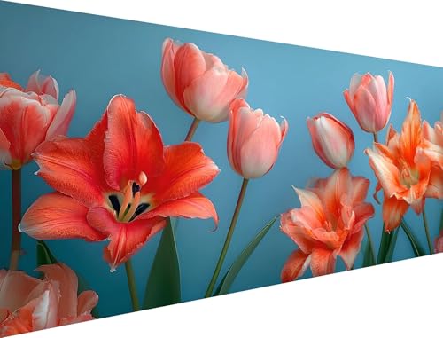 Malen Nach Zahlen Erwachsene Lilie Malen Nach Zahlen Blume Malen Nach Zahlen Leinwand,DIY Handgemalt öLgemäLde Kit,für Anfänger und Erwachsene Mit 3-Pinseln und Acrylfarbe (Ohne Rahmen) 55x110cm XH-34 von Yanefaei