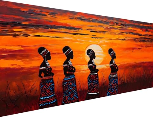 Malen Nach Zahlen Erwachsene Mond Malen Nach Zahlen Afrika Malen Nach Zahlen Leinwand,DIY Handgemalt öLgemäLde Kit,für Anfänger und Erwachsene Mit Pinseln und Acrylfarbe (Ohne Rahmen) 80x160cm XH-286 von Yanefaei