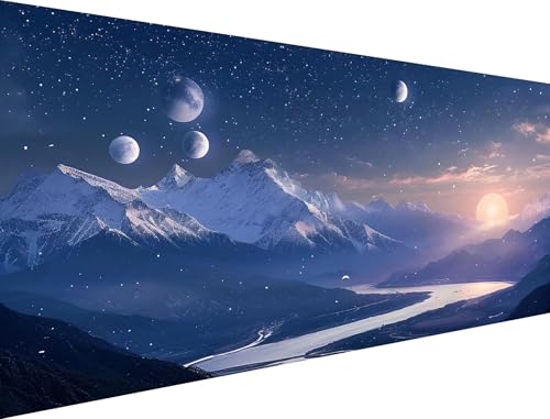 Malen Nach Zahlen Erwachsene Mond Malen Nach Zahlen Berg Malen Nach Zahlen Leinwand,DIY Handgemalt öLgemäLde Kit,für Anfänger und Erwachsene Mit 3-Pinseln und Acrylfarbe (Ohne Rahmen) 55x110cm XH-284 von Yanefaei