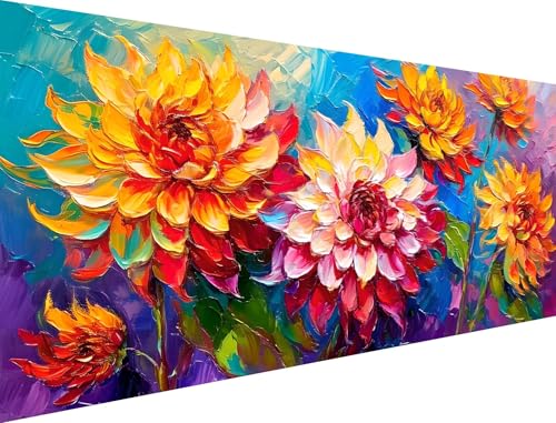 Malen Nach Zahlen Erwachsene Pfingstrose Malen Nach Zahlen Blume Malen Nach Zahlen Leinwand, DIY Handgemalt öLgemäLde Kit, Mit Pinseln und Acrylfarbe, für Haus Wand Dekor (Ohne Rahmen) 55x110cm XH-210 von Yanefaei