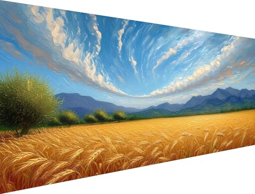 Malen Nach Zahlen Himmel Malen Nach Zahlen Erwachsene Weizenfeld Malen Nach Zahlen Malbuch Erwachsene, DIY Handgemalt Ölgemälde Kit für Wand dekoration Frau Geschenke 60x110cm (Ohne Rahmen) XH-47 von Yanefaei