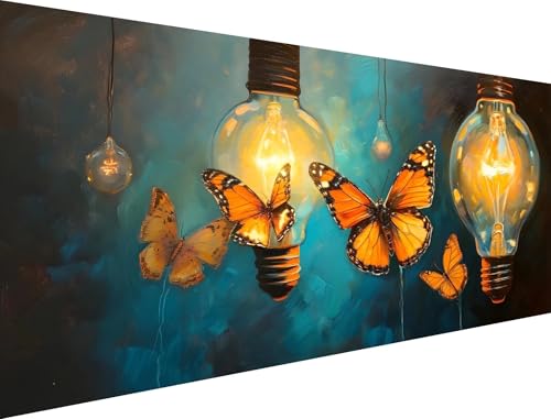 Malen Nach Zahlen Lampe Malen Nach Zahlen Erwachsene Schmetterling Malen Nach Zahlen Malbuch Erwachsene, DIY Ölgemälde Faltenfreie Leinwand, Mit 3 Pinsels und Acrylfarbe 50x100cm (Ohne Rahmen) XH-227 von Yanefaei