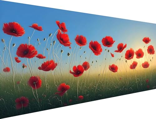 Malen Nach Zahlen Mohn Malen Nach Zahlen Erwachsene Sonnenuntergang Malen Nach Zahlen Malbuch Erwachsene, DIY Handgemalt Ölgemälde Kit, Mit 3 Pinsels und Acrylfarbe 100x150cm (Ohne Rahmen) XH-59 von Yanefaei