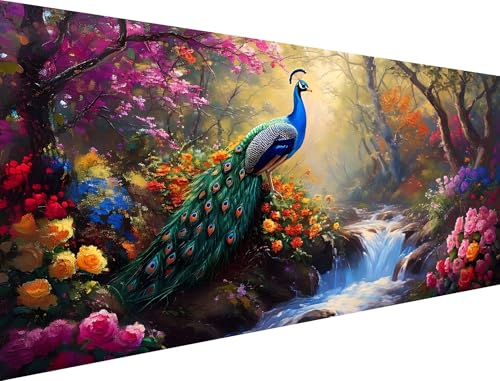 Malen Nach Zahlen Pfingstrose Malen Nach Zahlen Erwachsene Pfau Malen Nach Zahlen Malbuch Erwachsene, DIY Ölgemälde Faltenfreie Leinwand, Mit 3 Pinsels und Acrylfarbe 80x160cm (Ohne Rahmen) XH-247 von Yanefaei