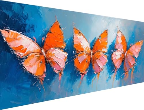 Malen Nach Zahlen Tier Malen Nach Zahlen Erwachsene Schmetterling Malen Nach Zahlen Malbuch Erwachsene, DIY Ölgemälde Faltenfreie Leinwand, Mit 3 Pinsels und Acrylfarbe 60x110cm (Ohne Rahmen) XH-219 von Yanefaei