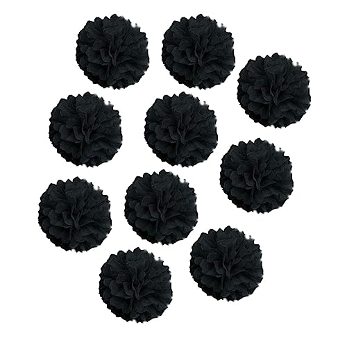 10 Stück 25,4 cm Papier-Pompons schwarz Seidenpapier Blume hängende Papierblumenkugeln Hochzeit Party Blumendekorationen DIY Kunst Handwerk Blüten für Geburtstag Babyparty Kinderzimmer Dekor von Yangeey