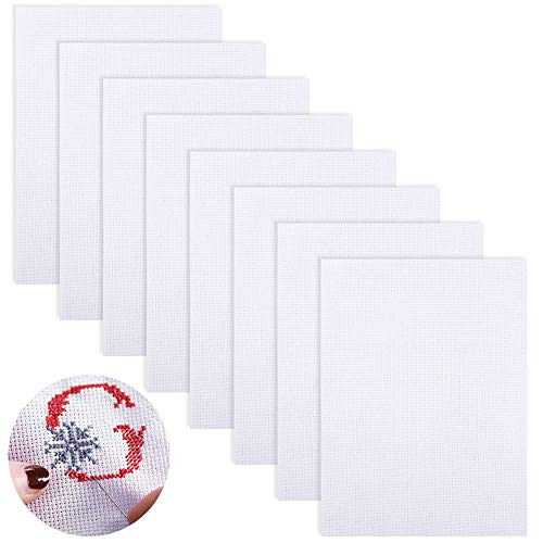 Yangfei 8 Stück Kreuzstich Stoff Baumwolle, Aida Stoff für Näharbeit Kreuzstich Stickerei Stoff Kreuzstich Tuch für Näharbeit DIY Sticken Stoff Handwerk 14 Count 30x 45cm(Weiß) von Yangfei