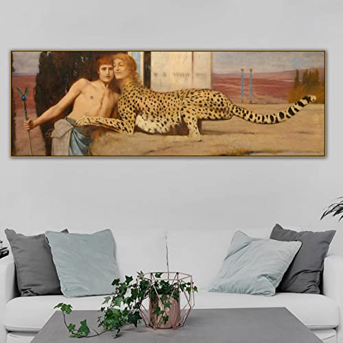 Yangld Fernand Khnopff, alter berühmter Meisterkünstler, die Sphinx oder die Liebkosungen, Leinwand, Gemälde, Poster und Druck, Raumdekoration, Wandkunst, 30 x 90 cm, rahmenlos von Yangld