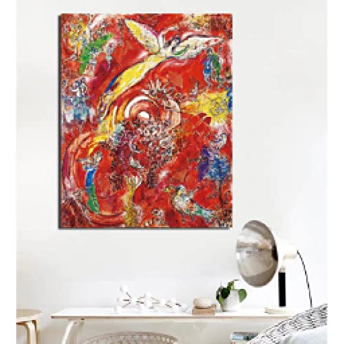 Yangld HD-Druck Modular Marc Chagall Bild Leinwand Abstrakte Malerei Rot Poster Engel Wohnkultur Wandkunst Für Wohnzimmer 30x45cm Rahmenlos von Yangld