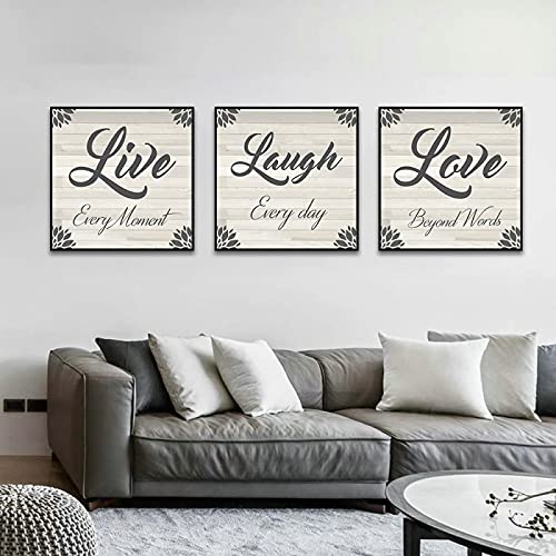 Yangld Live Laugh Love Every Day Ölgemälde auf Leinwand, Wand, Pop-Art-Bild, gedruckt und als Poster für Wohnzimmer, Kaffee, Dekoration, 50 x 50 cm, 3 Stück, rahmenlos von Yangld