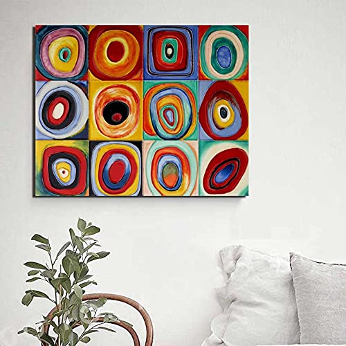 Yangld Wassily Kandinsky Abstrakte Leinwand Malerei Drucken Wohnzimmer Home Decoration Moderne Wandkunst Ölgemälde Poster Bild 60x80cm Rahmenlos von Yangld