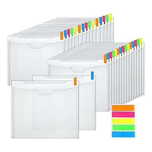 Yangyou 36 Stück Sammelalbum-Papieraufbewahrung Aus Kunststoff mit Schnallendesign, mit 100 Stück Mehrfarbigen, Selbstklebenden Registerlaschen für Papier im Format 12 X 12 von Yangyou
