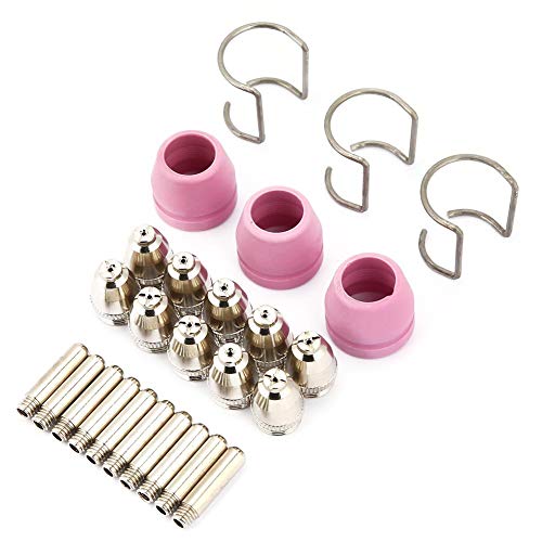 AG60 Plasmaschneidbrenner, SG55 AG60 Plasmaelektrode 26pc/set Plasmaschneid-Verbrauchsmaterial Elektrodendüsen Cups Kit von Yanmis