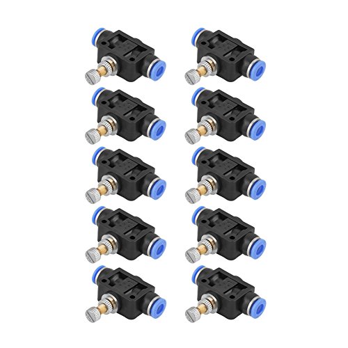 Pneumatisches Durchflussventil, 10 Teile/Satz Push-In-Geschwindigkeitsregler 6 mm Pneumatischer Luftstromregelventilanschluss Dient zum schnellen Anschließen von Luftleitungen von Yanmis