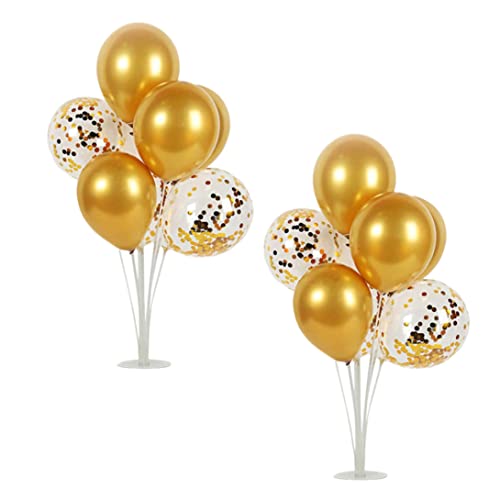 2 Set 30 Height Table Ballon Stand mit 14 lila Latex -Konfetti -Luftballons, wiederverwendbar von Yaoliucp