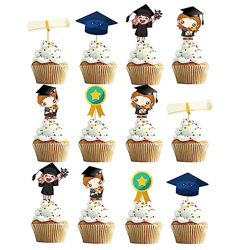 2023 Abschluss Cupcake Toppers Klasse von 2023 Cake Picks Abschlussfeier 12PCS Style 2, Cake Toppers for Graduation Party von Yaoliucp