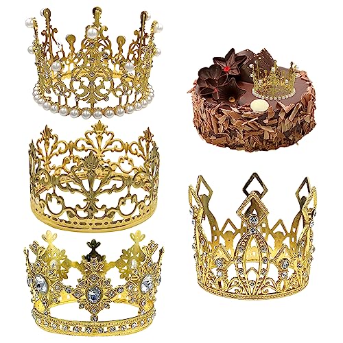 Yaoliucp 4pcs Cake Topper Gold Crown Crown Alloy Kuchen -Topper für Hochzeit Geburtstag Baby Personalisierte Kuchendekoration, personalisierter Kuchen -Topper von Yaoliucp