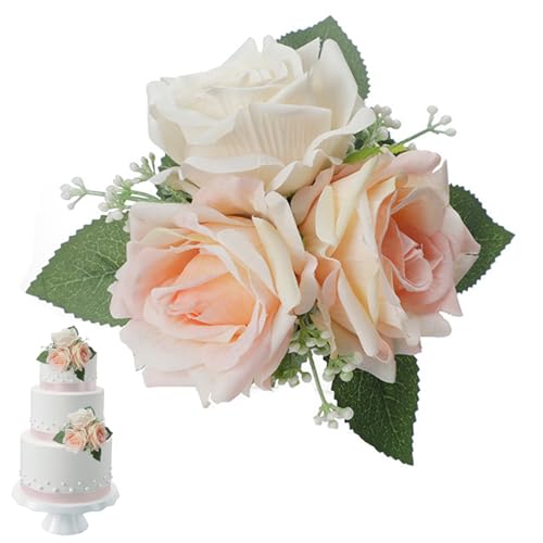 Blumenkuchen -Top -Top -künstliche Rosenkuchen Dekorationen Dame Kuchen Topper für Hochzeit Brautdusche Jubiläumsgeburtstagsfeier, Hochzeitstorte Dekorationen von Yaoliucp