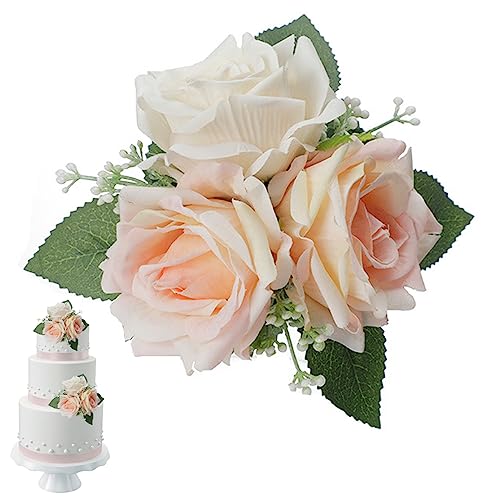 Blumenkuchen -Toper künstlicher Rosenkuchen Dekorationen Lady Kuchen Topper für Hochzeit Brautdusche Jubiläumsgeburtstagsfeier, Kuchen Topper für Frauen von Yaoliucp