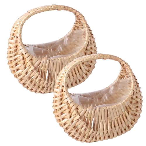Blumenmädchenkorb Set von 2, gewebter Blumenkorb mit Plastikauskleidung und Griff, dekorative Eier Süßigkeit Aufbewahrung für Hochzeit Camping Home Decor Geschenke Blumenmädchenkorb Set von 2, gewebter Blumenkorb mit Plastikauskleidung und Griff, dekorative Eier Süßigkeit Aufbewahrung für Hochzeit Camping Home Decor Geschenke von Yaoliucp
