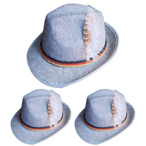 Oktoberfest Hut 3pcs gefiederte Fedora Hut weiche dekorative Oktoberfesthüte für Männer und Frauen Retro Oktroberfest Dekorationen für Karneval, Party Dress -up Style 3, Oktoberfest Outfits Frauen von Yaoliucp