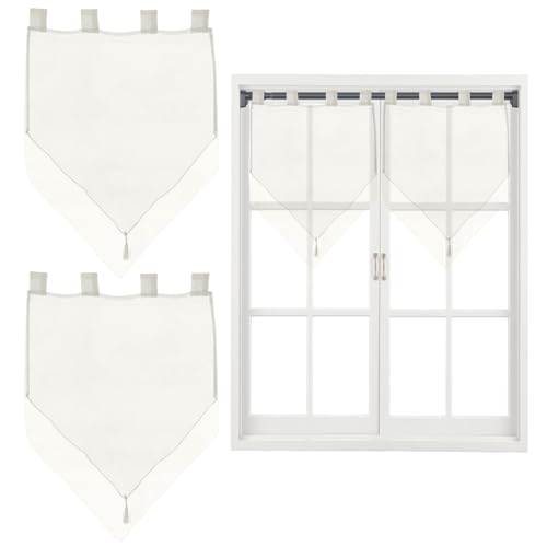 Yaoliucp 2 Panels Bistrovorhänge 24x35in Doppelschicht Kurze Fenstervorhänge mit Quasten und Schleifen für die Küchendekoration zu Hause, weiß Yaoliucp 2 Panels Bistrovorhänge 24x35in Doppelschicht Kurze Fenstervorhänge mit Quasten und Schleifen für die Küchendekoration zu Hause, weiß von Yaoliucp