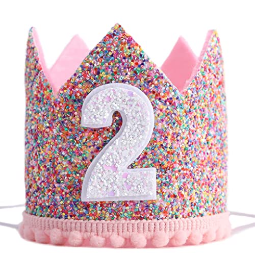 Yaoliucp Baby Girls 2. Geburtstagsfeier Hut Verstellbarer Sparkle Tiara Stirnbänder Babys Geburtstagsrequisiten, Partyhüte Kinder Geburtstag von Yaoliucp