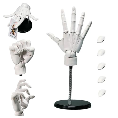 Yaoliucp Flexible Handmodell, Handmodell 1: 1 Artikulierte Schaufensterpupplungshand -Handbewegungsgelenk 16x8in Manikin Hand mit Basis -DIY -PVC -ABS - zum Zeichnen, Malen, Skizzieren, Weiß von Yaoliucp