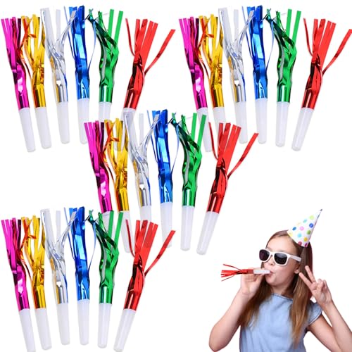 Yaoliucp Lärmmach -Party -Gefälligkeiten, 24 pcs 6,7 -Zoll -Party -Lärmmacher mit Glitzer -Fransen, Plastikpartygebläsen, Lärmmacher für Kinderparty -Sportspiel -Party -Lärmhersteller von Yaoliucp