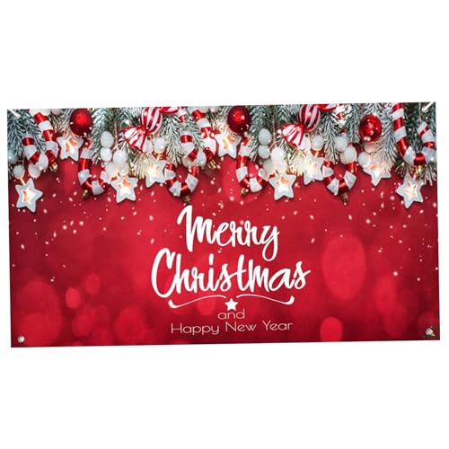 Yaoliucp Weihnachtsgarage -Tür -Tür Banner 7x16 ft Frohe Weihnachten Garagentür Cover Verblassen widerstandsfähiger Weihnachtshintergrund Ost hängende Garagentor -Wandbilder mit Tarme, rot von Yaoliucp