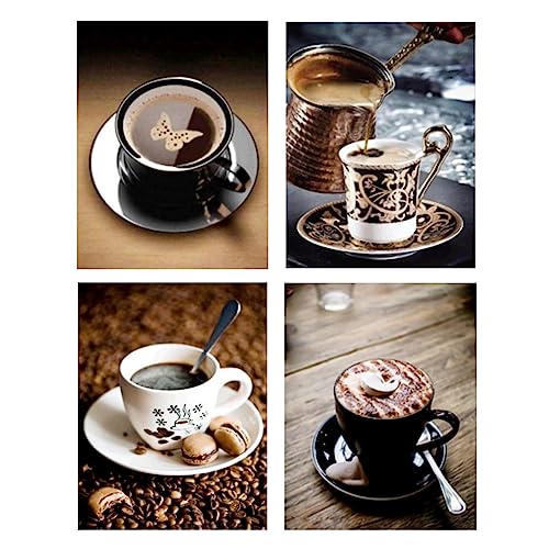 YapitHome 4 Stück 5D Malerei Diamant Kaffee,Diamond Painting Küche,DIY Diamant Gemälde Kits für Home Wanddekoration Malerei Kunsthandwerk Geschenk(40x30 cm) von YapitHome