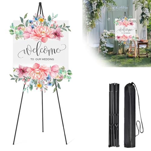 YapitHome Staffelei,Klappstaffelei,Staffelei Schwarz,Staffelei Metall mit Aufbewahrungstasche für Hochzeit,Malerei,Show,Kunstdisplays,Poster Aktivitäten(160cm) von YapitHome