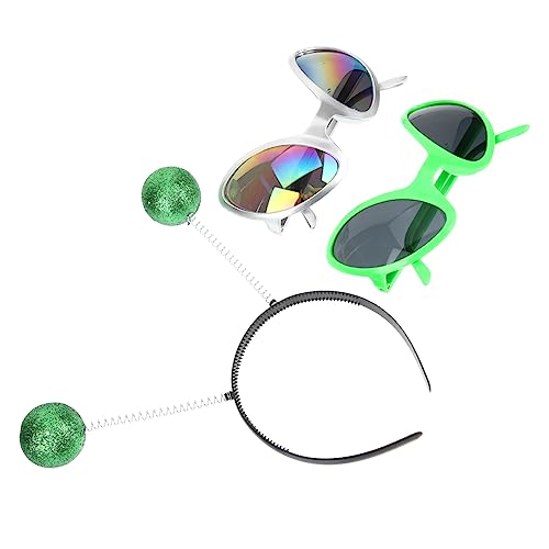 Yardenfun 1 Satz lustiges Stirnband außerirdische Brillen geformte Sonnenbrille Alien-Stirnband halloween costume halloween kleidung spiegelfolie Alien-Brille Alien-Kostüm-Requisiten Plastik von Yardenfun