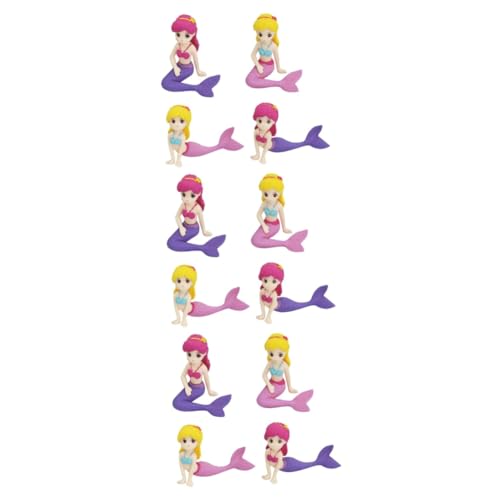 Yardenfun 12 Stk Kuchen eingelegte Karten Meerjungfrau Puppe schöner Tortenaufleger Cupcake-Dekoration Kuchendekoration Mini-Meerjungfrau-Figuren birthday cake decoration mermaid cake topper von Yardenfun