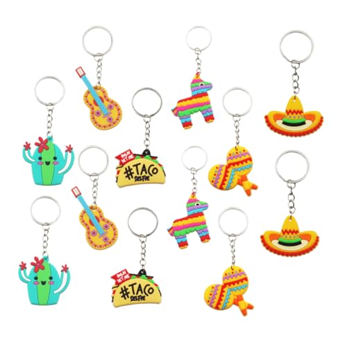 Yardenfun 12Stücke Mexikanische Fiesta Schlüsselanhänger Cartoon Schlüsselringe Pendants Perfekte Deko für Partys oder Rucksäcke Ideal für Mexikanische Themenfeiern von Yardenfun