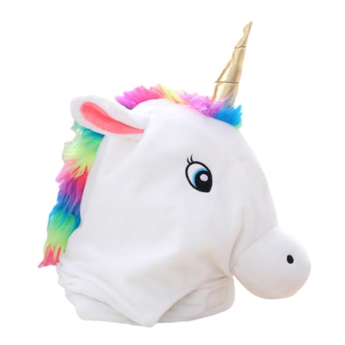 Yardenfun 1Stk Einhorn-Kopfbedeckung Einhornhut Plüschfigur Hut spielzeug für kinder kinderspielzeug white cap Tiara Party-Kappe Spielzeug in Form eines Einhorns Plüsch und pp Baumwolle Weiß von Yardenfun