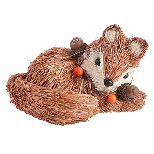 Yardenfun 1stk Stehender Kaninchenschmuck Aus Stroh Desktop-Spielzeug Handgemachtes Strohdekor Fuchs-Statue-dekor Spielzeug Für Kinder Dekor Für Den Tisch Strohtier Idyllisches Ornament Mini von Yardenfun