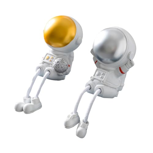 Yardenfun 2st Hängende Puppe Astronautenstatue Auto-dekor Astronaut Regalsitter Desktop- Und Bürodekoration Autospielzeug Weltraum-actionfigur Mini-dekor Statue Mit Baumelnden Beinen Harz von Yardenfun