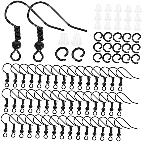 Yardenfun 600PCS Schwarze Ohrringhaken Für DIY Schmuckherstellung Ohrring Zubehör Mit Haken Und Federn Earring DIY Supplies Für Kreative Designs von Yardenfun