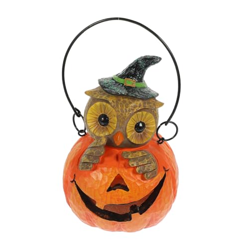 Yardenfun Kürbiskopf Eule Halloween-Wohndekoration Desktop-Ornament spukhaus dekor Halloween Dekoration Halloween-Dekoration weihnac Harz-Kürbis-Eulen-Statuen Schmuck für Halloween von Yardenfun